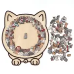 135-Piece Morandi-Colored Cat Shaped Wooden Jigsaw Puzzle - Image 5